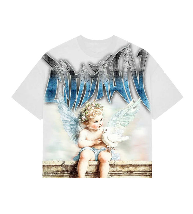 Mixed Emotions Dove Rhinestone Tee White Hover Image