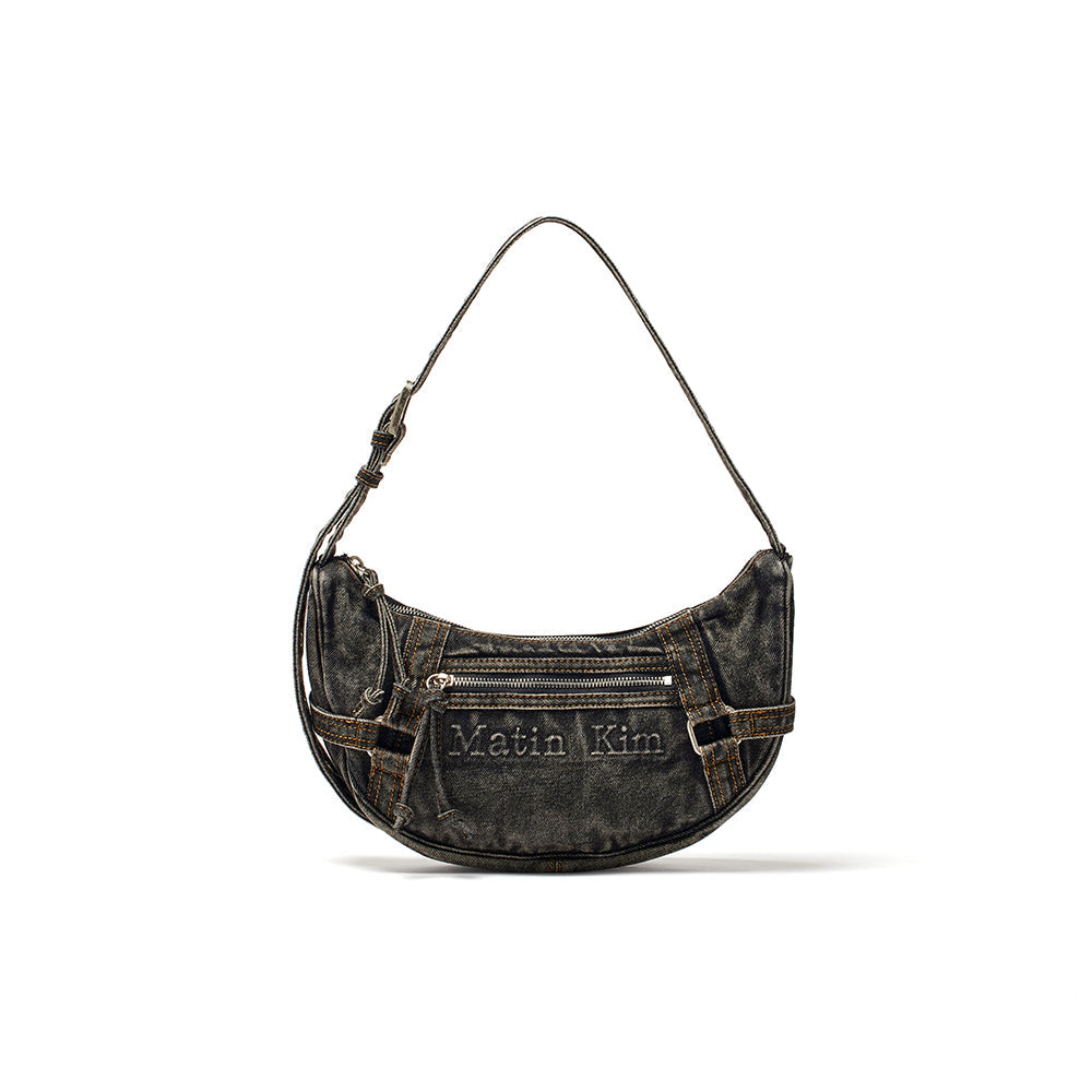 MATIN WASHED DENIM MINI HOBO BAG IN BROWN
