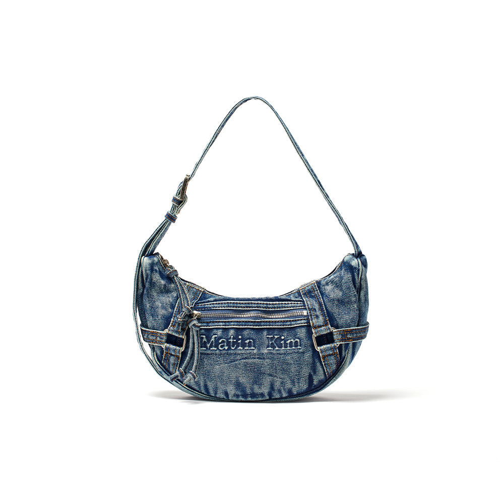 MATIN WASHED DENIM MINI HOBO BAG IN BLUE