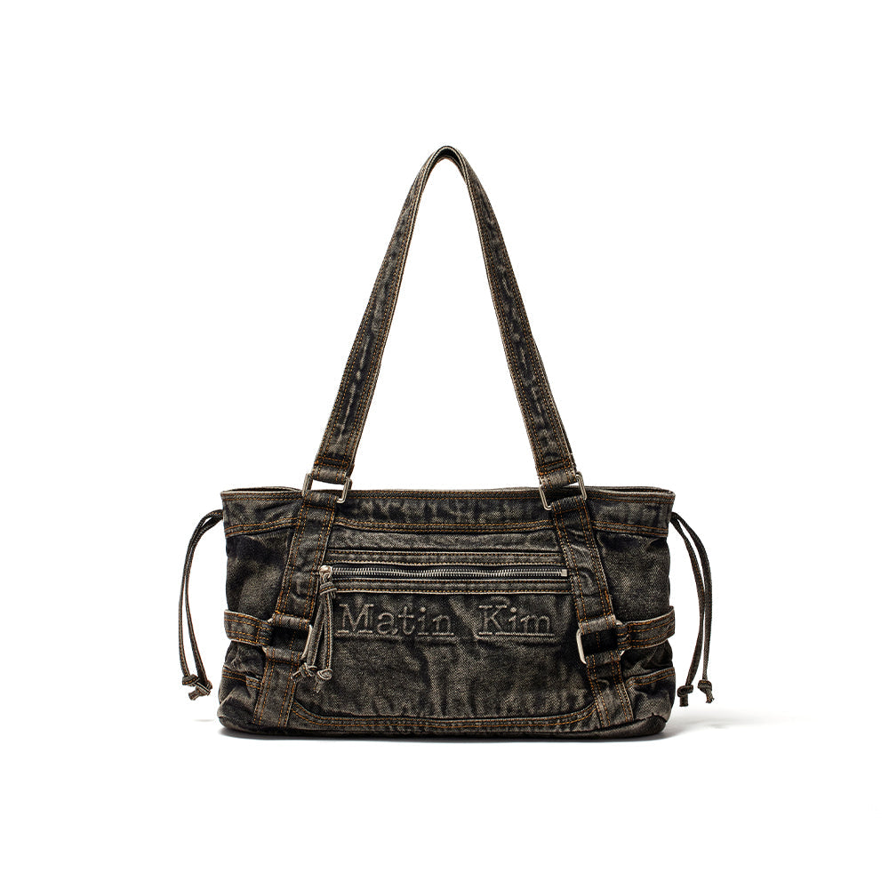 MATIN WASHED DENIM SQUARE BAG IN BROWN