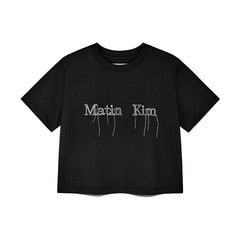 LOGO THREAD POINT CROP TOP IN BLACK