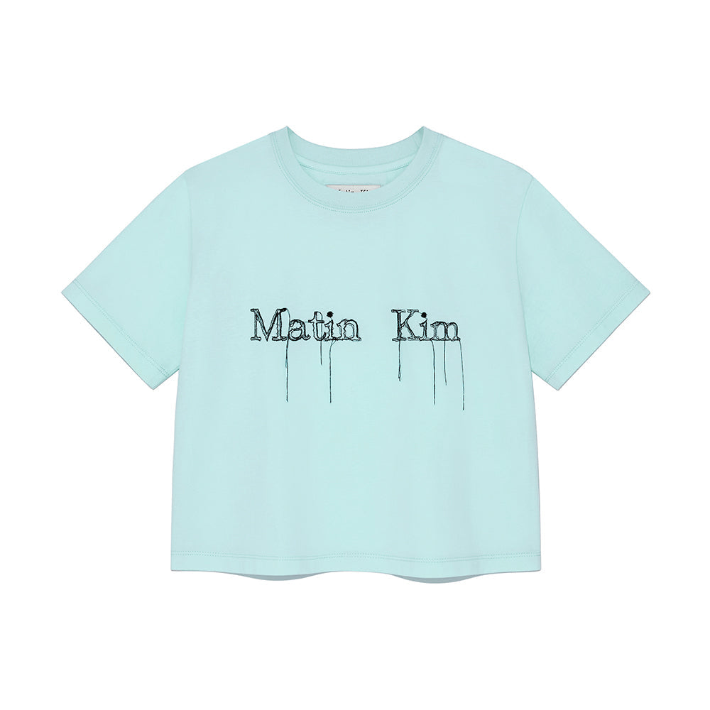 LOGO THREAD POINT CROP TOP IN LIGHT BLUE
