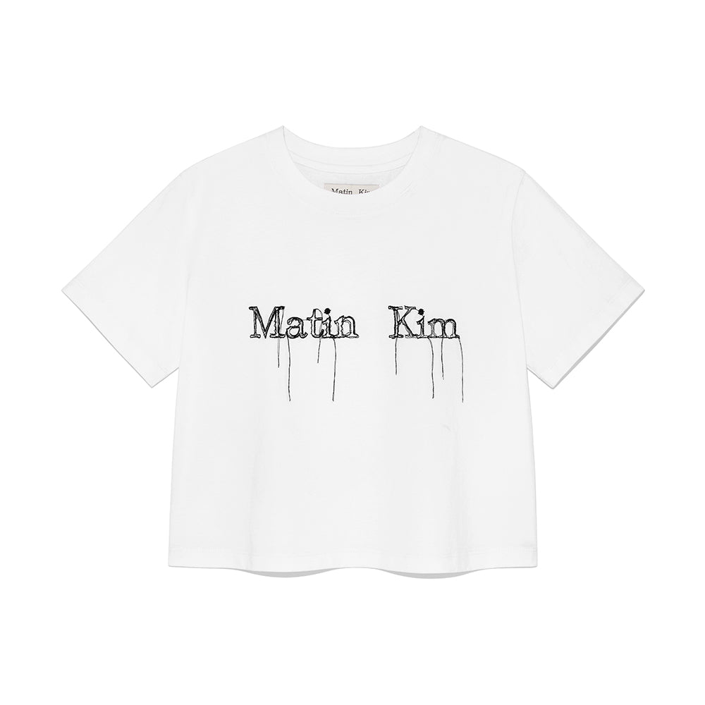 LOGO THREAD POINT CROP TOP IN WHITE