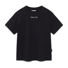EMBROIDERY SMALL LOGO OVERSIZE TOP IN BLACK