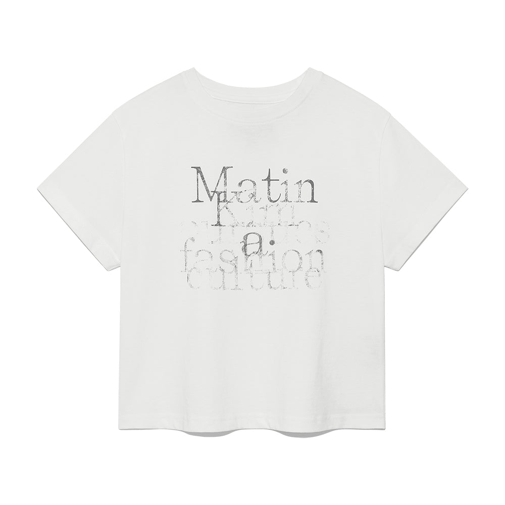 DUSTY TYPO GRAPHIC CROP TOP IN WHITE