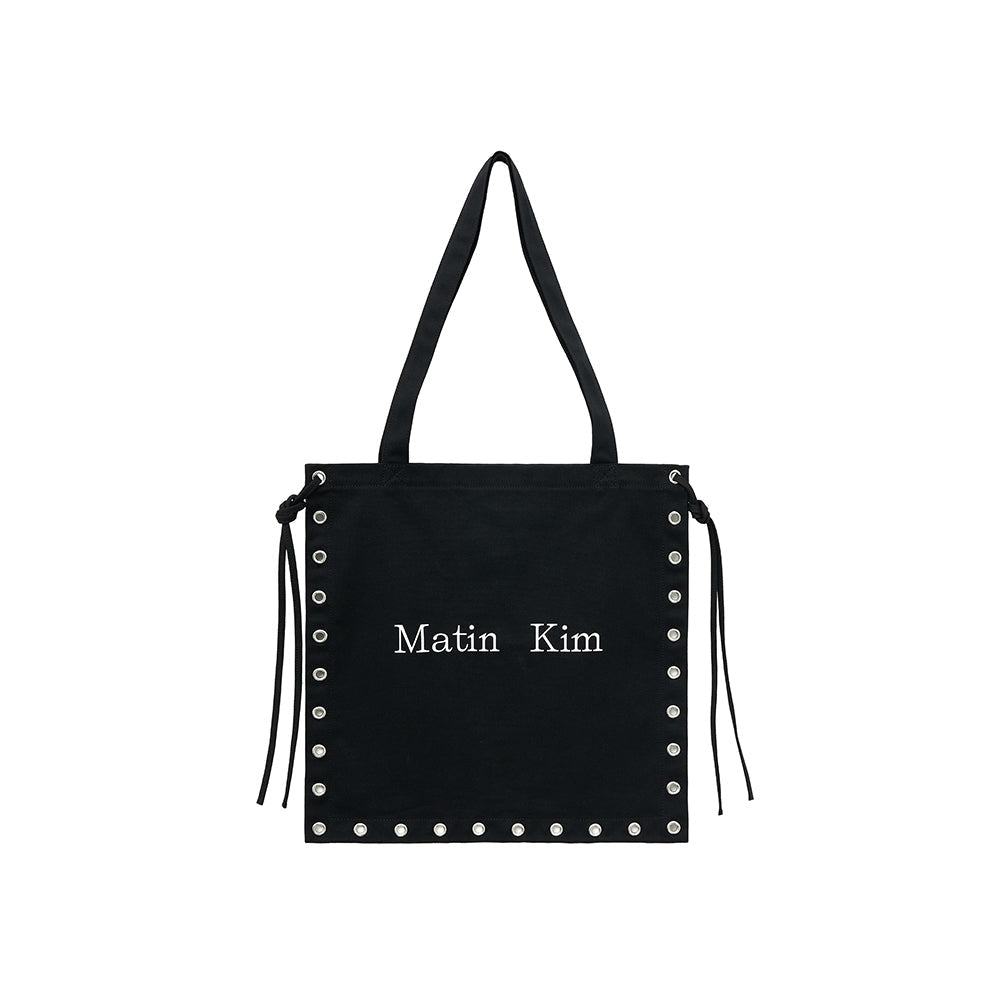 EYELET LOGO CANVAS ECOBAG IN BLACK