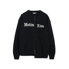 ASYMMETRIC LOGO KNIT PULLOVER IN BLACK