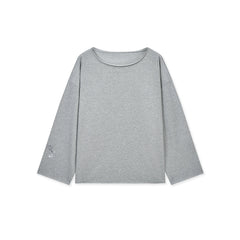 RAW HEM FINISHED BOAT NECK TOP IN GREY