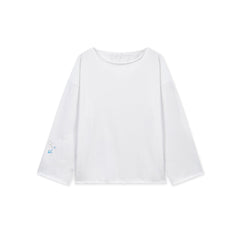 RAW HEM FINISHED BOAT NECK TOP IN WHITE