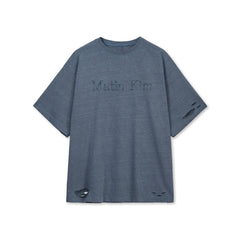 DISTRESSED LOGO TOP IN SMOKE BLUE