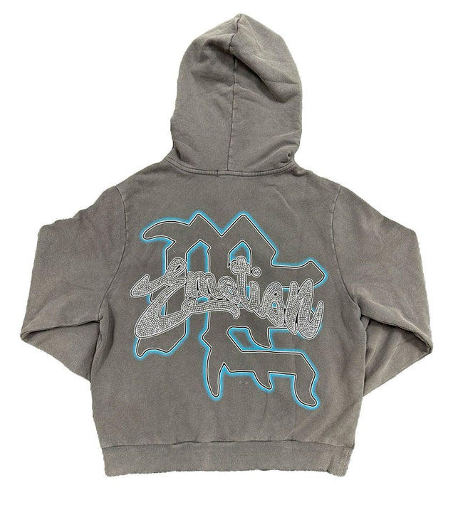 Mixed Emotions Rhinestone Hoodie Grey Main Image