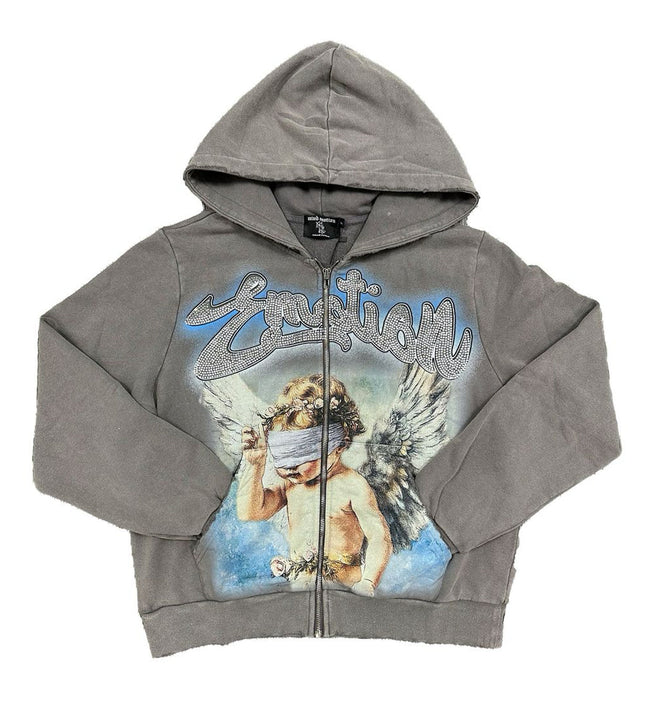 Mixed Emotions Rhinestone Hoodie Grey Hover Image