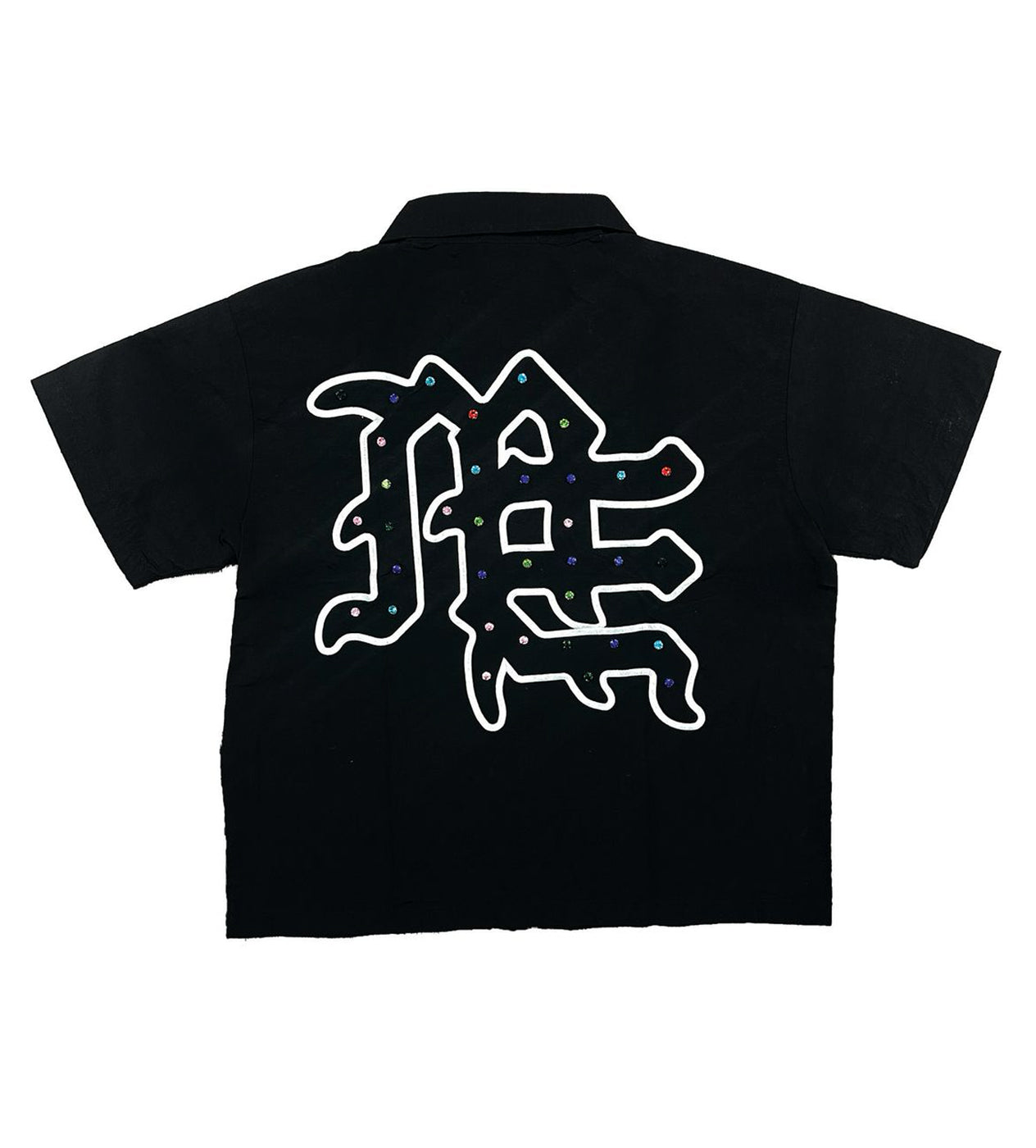 Mixed Emotions Rhinestone Zip Up Shirt Black