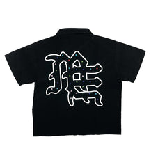 Mixed Emotions Rhinestone Zip Up Shirt Black