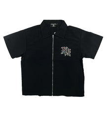 Mixed Emotions Rhinestone Zip Up Shirt Black