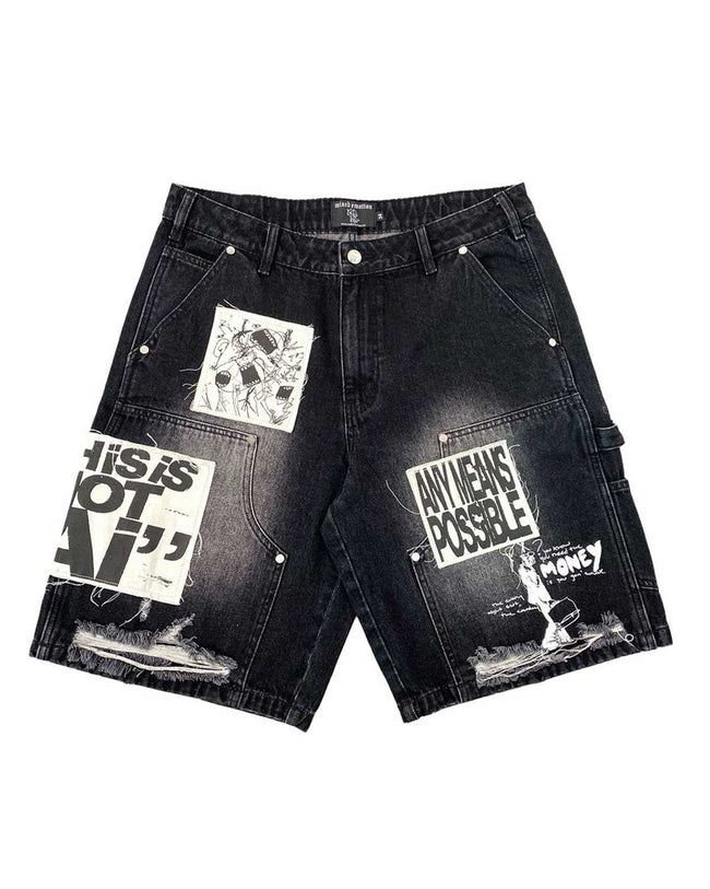 Mixed Emotions AI Denim Shorts Black Hover Image