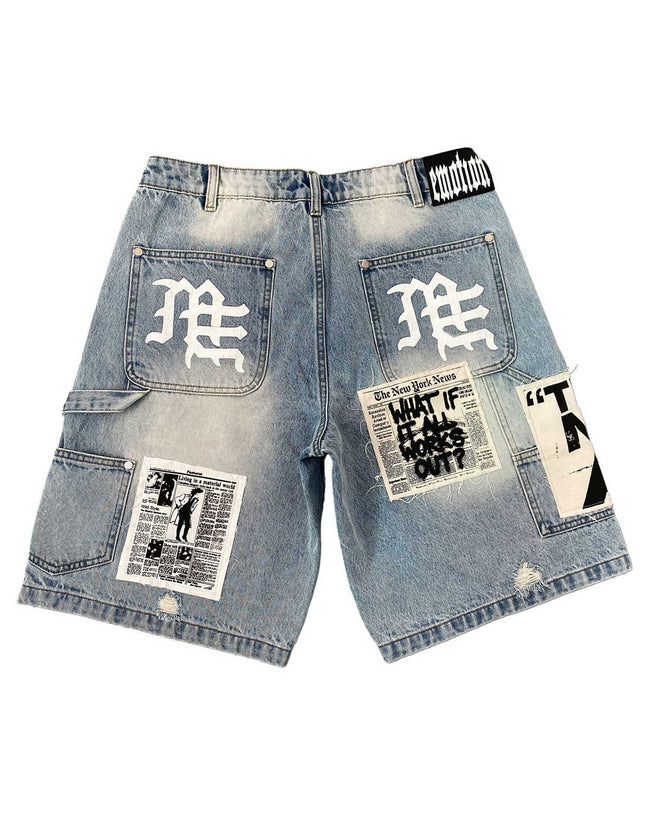 Mixed Emotions AI Denim Shorts Blue Main Image