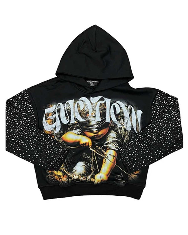 Mixed Emotions Archer Rhinestone Hoodie Black Hover Image