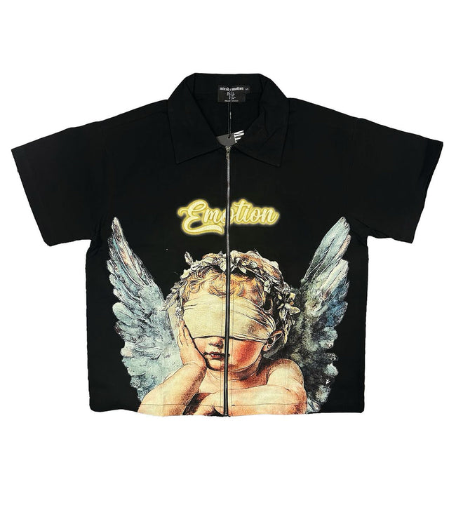 Mixed Emotions Blinded Zip Up Shirt Black Hover Image