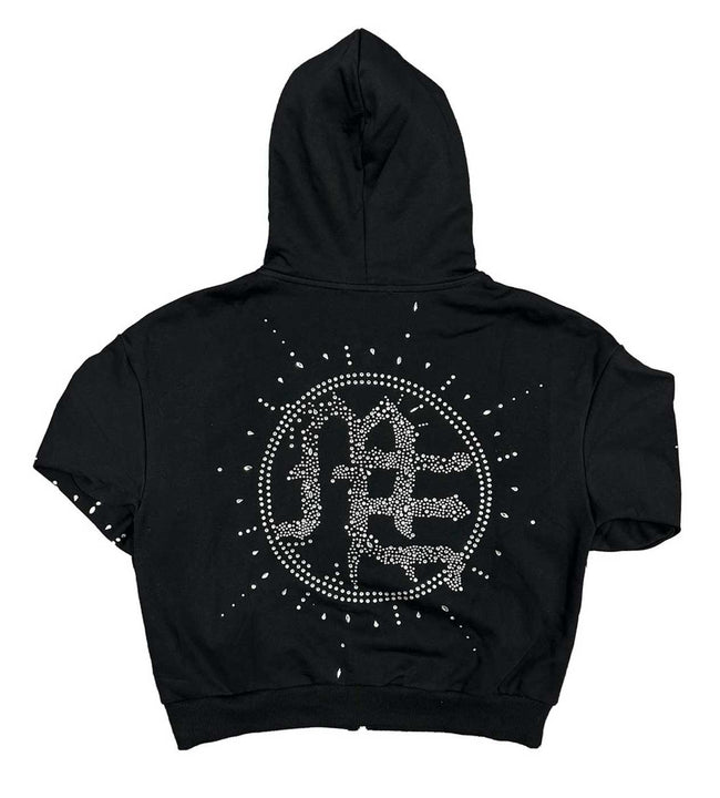 Mixed Emotions Eclipse Rhinestone Hoodie Black Main Image