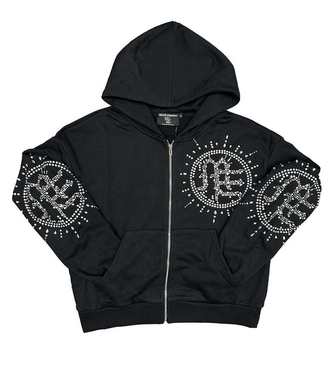 Mixed Emotions Eclipse Rhinestone Hoodie Black Hover Image