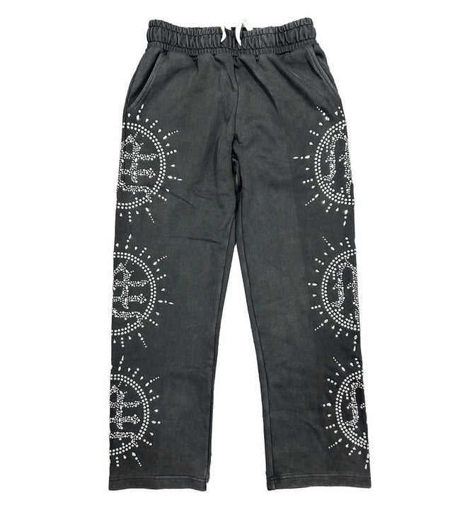 Mixed Emotions Eclipse Rhinestone Sweatpants Acid Wash Grey Hover Image