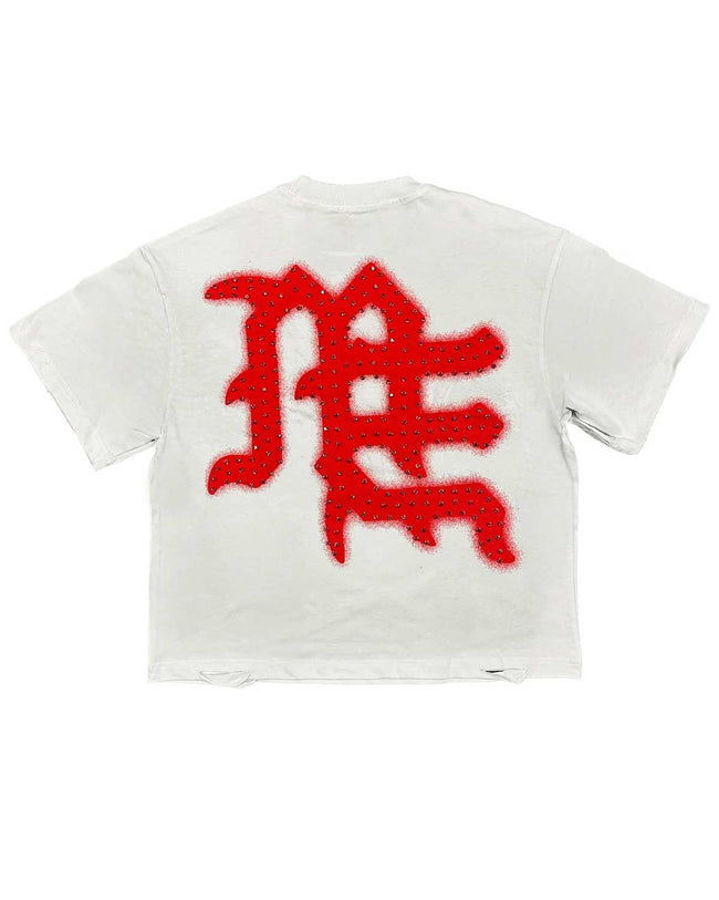 Mixed Emotions End Rhinestone Tee White/Red Main Image