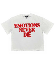Mixed Emotions End Rhinestone Tee White/Red