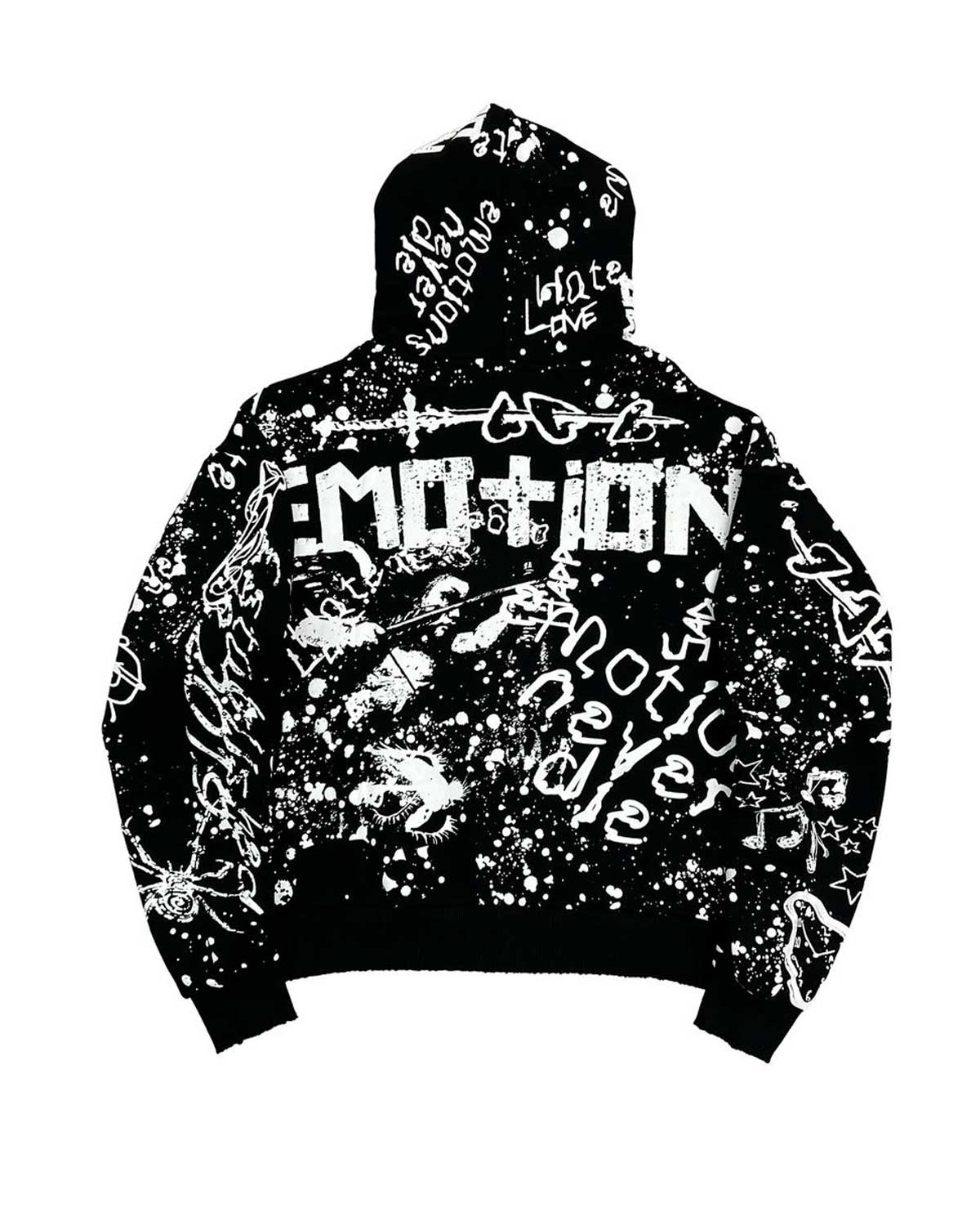 Mixed Emotions Graffiti Zip Up Hoodie Black