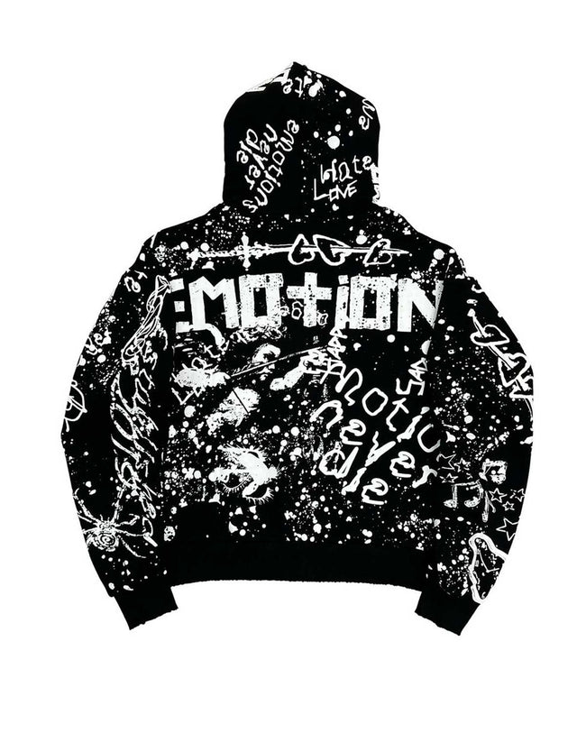 Mixed Emotions Graffiti Zip Up Hoodie Black Main Image