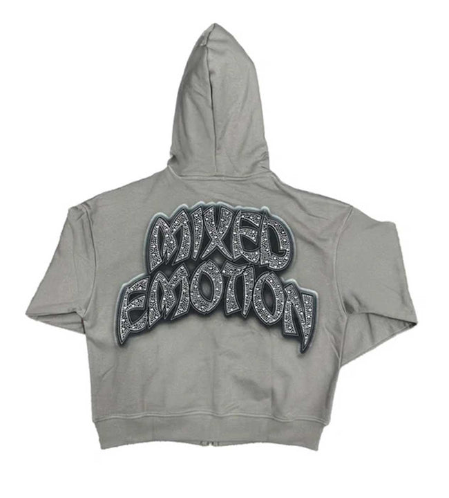Mixed Emotions Last Ride Rhinestone Hoodie Grey Main Image