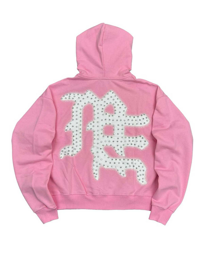 Mixed Emotions "End" Rhinestone Hoodie Pink Main Image