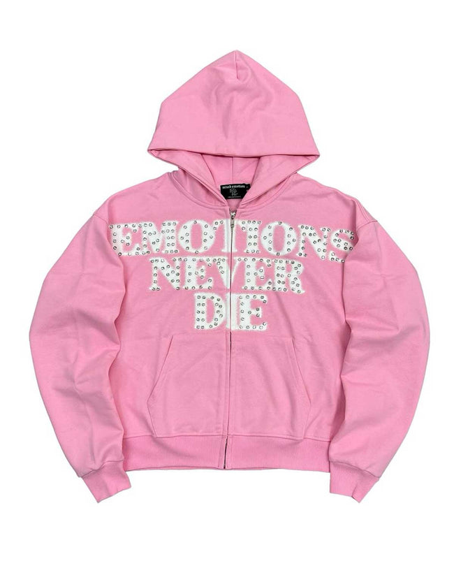 Mixed Emotions "End" Rhinestone Hoodie Pink Hover Image