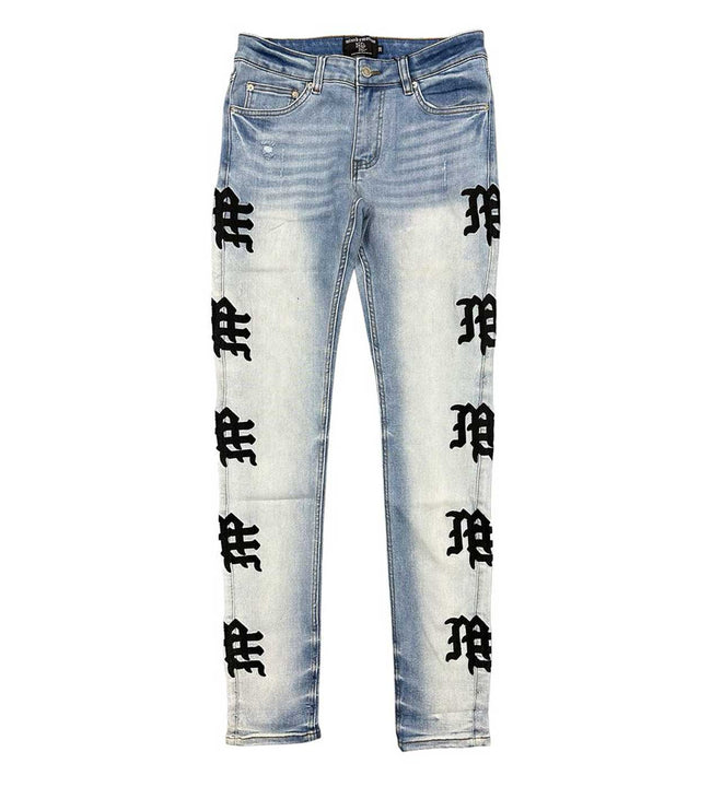 Mixed Emotions Monogram Denim Light Blue Wash (Blue/Black) Hover Image