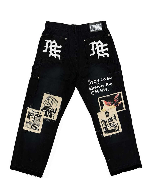 Mixed Emotions Newspaper Carpenter Pants Black Main Image