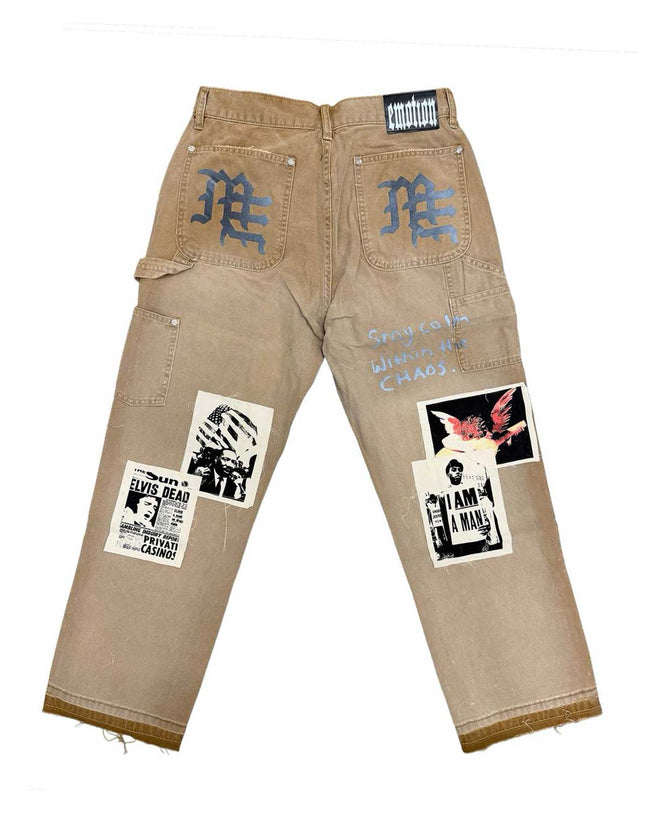 Mixed Emotions Newspaper Carpenter Pants Khaki Main Image