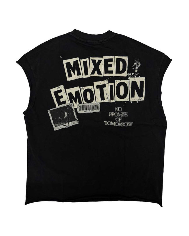 Mixed Emotions Newspaper Sleeveless Tee Black Main Image