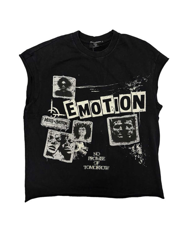 Mixed Emotions Newspaper Sleeveless Tee Black Hover Image