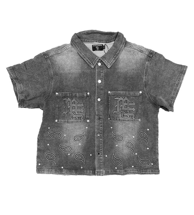 Mixed Emotions Paisley Denim Shirt Black Hover Image