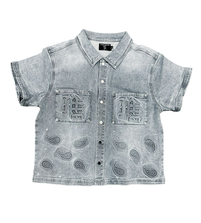 Mixed Emotions Paisley Denim Shirt Blue Hover Image