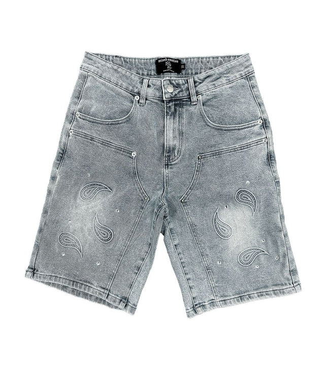 Mixed Emotions Paisley Denim Shorts Blue Hover Image