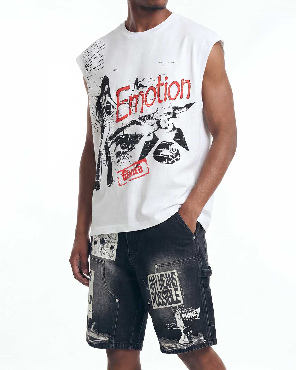 Mixed Emotions Starboy Sleeveless Tee Cream