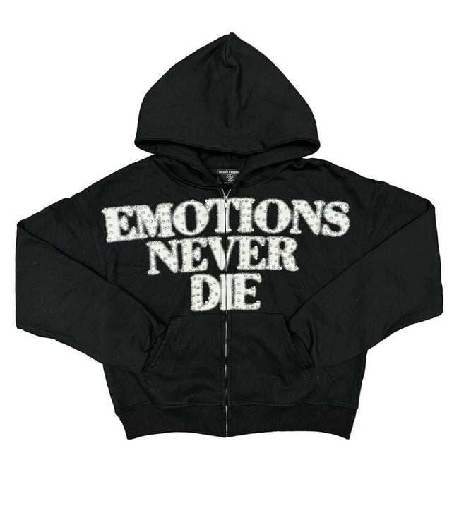 Mixed Emotions "End" Rhinestone Hoodie Black Hover Image