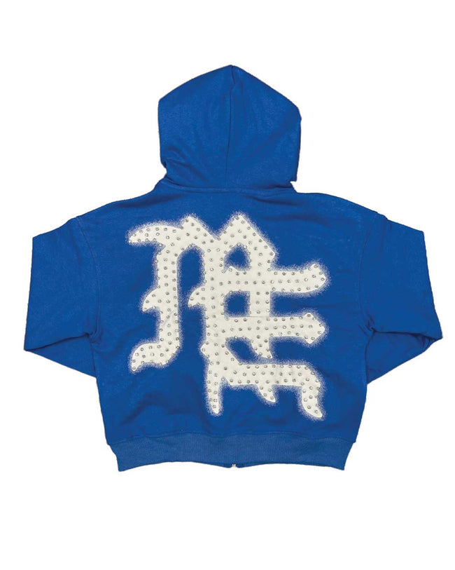 Mixed Emotions "End" Rhinestone Hoodie Blue Main Image