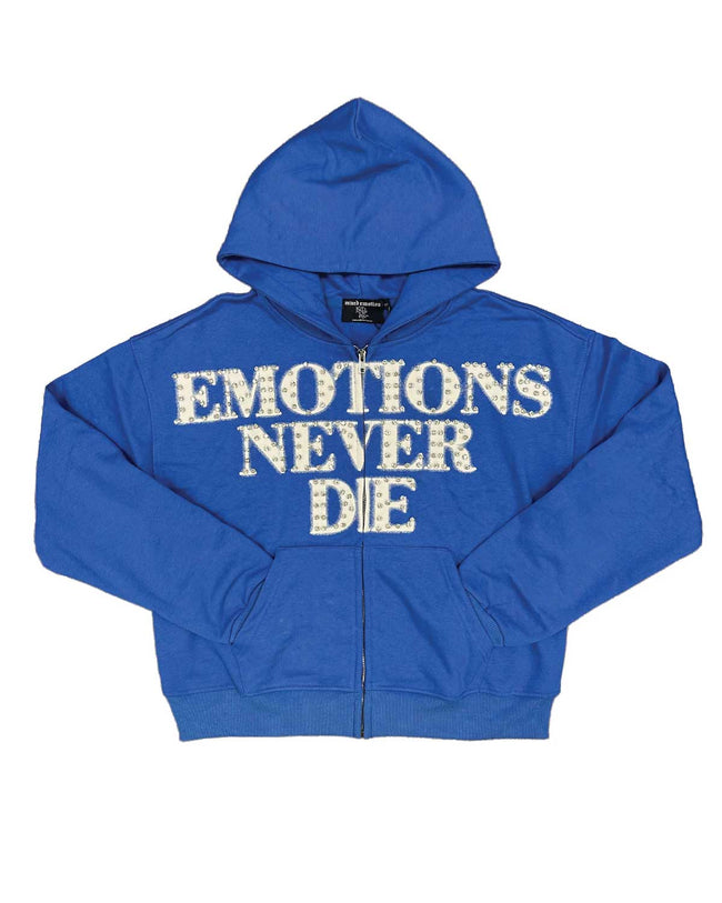Mixed Emotions "End" Rhinestone Hoodie Blue Hover Image