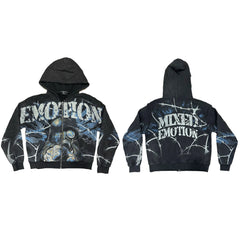 Blue Lightning Barbed Wire Full-Zip Hoodie