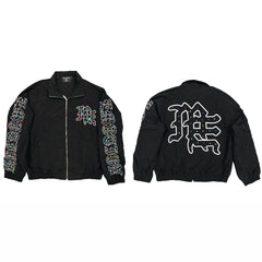 Gothic Rhinestone & Studded Full-Zip Jacket - Black
