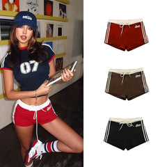Korean badblood sports boxer shorts for women American retro niche design fitness dancing drawstring shorts