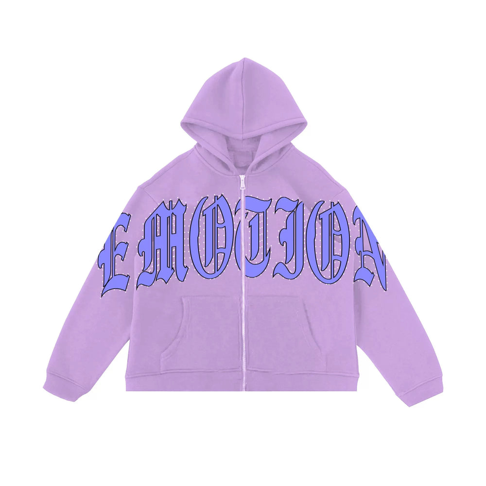 Pastel Purple Graphic Full-Zip Sweatshirt