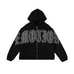 Dark Aesthetic Graphic Full-Zip Sweatshirt